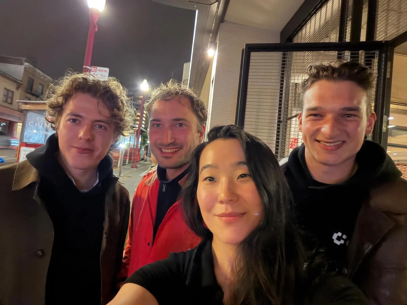David, Leon and Max with their friend Wanda, an operating partner at a private equity firm