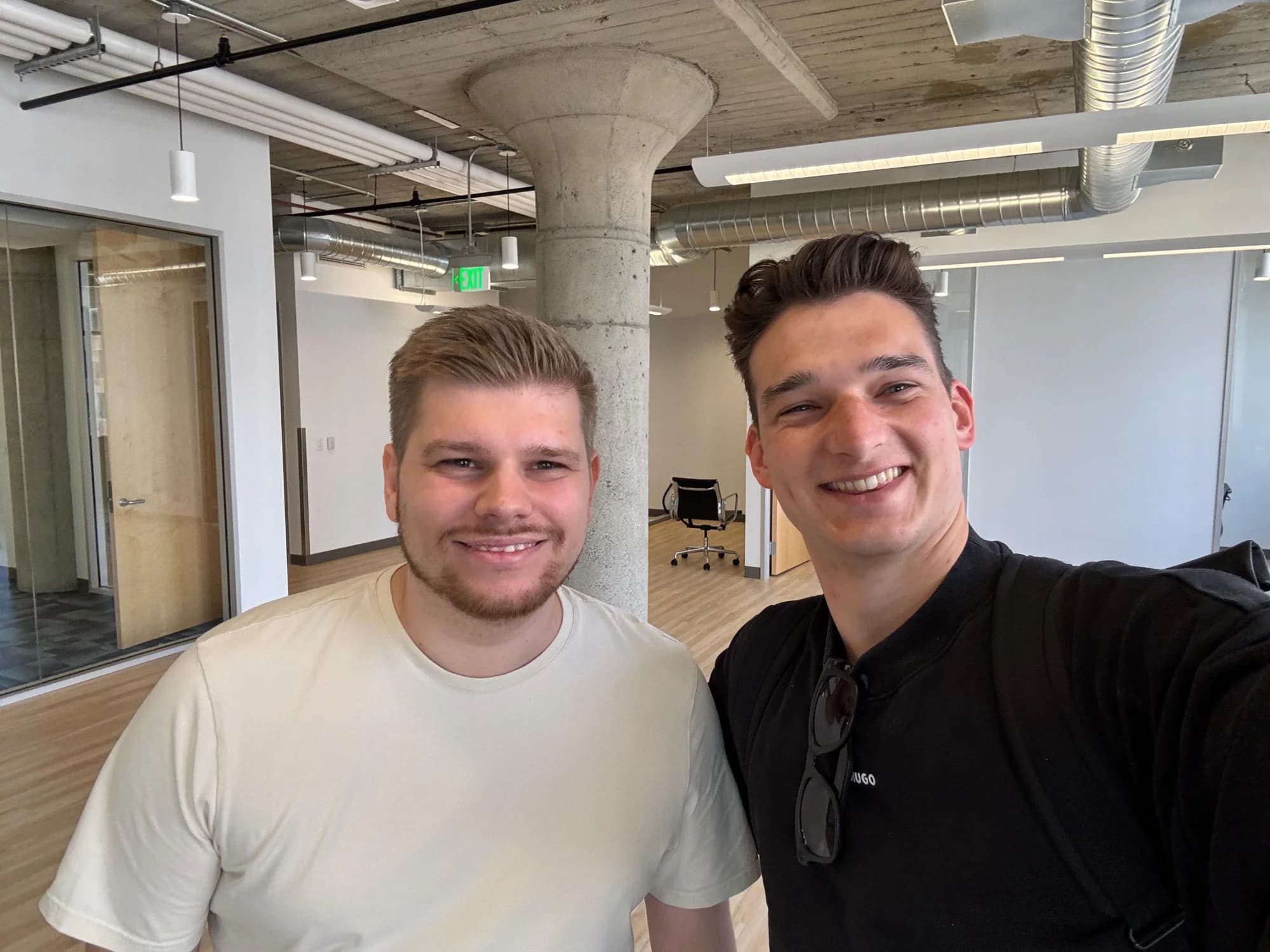 Lukas Vollmer from Uplane with Max during an office visit